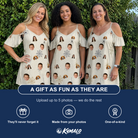 Friends in matching Women's Gossamer Ghouls Custom Face Off-Shoulder Dress — a group gift photo