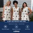 Friends in matching Women's Gossamer Ghouls Custom Face V-Neck Dress — a group gift photo