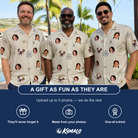 Friends in matching Men's Gossamer Ghouls Custom Face Hawaiian Shirt — a group gift photo