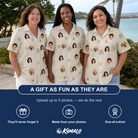 Friends in matching Women's Gossamer Ghouls Custom Face Hawaiian Shirt — a group gift photo