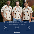 Friends in matching Men's Gossamer Ghouls Custom Face Polo Shirt — a group gift photo