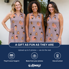 Friends in matching Women's Silken Scare Custom Face V-Neck Dress — a group gift photo