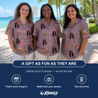 Friends in matching Women's Silken Scare Custom Face Hawaiian Shirt — a group gift photo