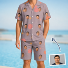 Man wearing Men's Silken Scare Custom Face Shirt & Shorts Set — custom faces printed all-over