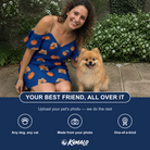 Friends in matching Women's Orange Oddities Custom Dog Face Off-Shoulder Dress — a group gift photo