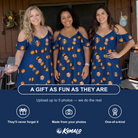 Friends in matching Women's Orange Oddities Custom Face Off-Shoulder Dress — a group gift photo