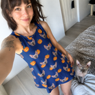 Selfie with the pet whose face is printed all over this Women's Orange Oddities Custom Cat Face Tank Dress
