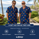 Friends in matching Men's Orange Oddities Custom Face Shirt & Shorts Set — a group gift photo