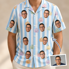 Man wearing Men's Harvest Haunters Custom Face Hawaiian Shirt — custom faces printed all-over