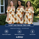 Friends in matching Women's Ember Eyes Custom Face Off-Shoulder Dress — a group gift photo