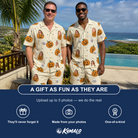 Friends in matching Men's Ember Eyes Custom Face Shirt & Shorts Set — a group gift photo