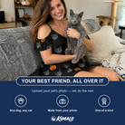 Friends in matching Women's Cackle Carvings Custom Cat Face Off-Shoulder Dress — a group gift photo