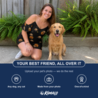 Friends in matching Women's Cackle Carvings Custom Dog Face Off-Shoulder Dress — a group gift photo