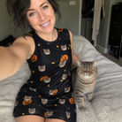 Selfie with the pet whose face is printed all over this Women's Cackle Carvings Custom Cat Face Tank Dress