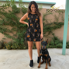 Full-length photo with the pet printed all over this Women's Cackle Carvings Custom Dog Face Tank Dress