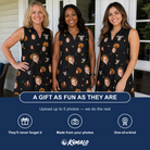 Friends in matching Women's Cackle Carvings Custom Face V-Neck Dress — a group gift photo