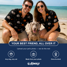 Friends in matching Men's Cackle Carvings Custom Dog Face Hawaiian Shirt — a group gift photo