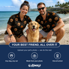 Friends in matching Women's Cackle Carvings Custom Dog Face Hawaiian Shirt — a group gift photo