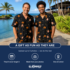 Friends in matching Men's Cackle Carvings Custom Face Shirt & Shorts Set — a group gift photo
