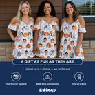 Friends in matching Women's Jack O'Jitters Custom Face Off-Shoulder Dress — a group gift photo