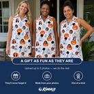 Friends in matching Women's Jack O'Jitters Custom Face V-Neck Dress — a group gift photo