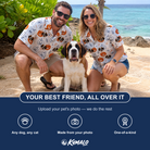 Friends in matching Women's Jack O'Jitters Custom Dog Face Hawaiian Shirt — a group gift photo