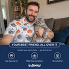 Friends in matching Men's Jack O'Jitters Custom Cat Face Polo Shirt — a group gift photo