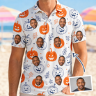 Man wearing Men's Jack O'Jitters Custom Face Polo Shirt — custom faces printed all-over