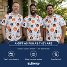 Friends in matching Men's Jack O'Jitters Custom Face Polo Shirt — a group gift photo