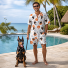Full-length photo with the pet printed all over this Men's Jack O'Jitters Custom Dog Face Shirt & Shorts Set