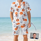 Man wearing Men's Jack O'Jitters Custom Face Shirt & Shorts Set — custom faces printed all-over