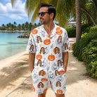 Real-life photo of someone wearing Men's Jack O'Jitters Custom Face Shirt & Shorts Set — custom faces printed all-over