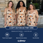 Friends in matching Women's Spooky Squash Custom Face Off-Shoulder Dress — a group gift photo