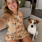 Selfie with the pet whose face is printed all over this Women's Spooky Squash Custom Dog Face Tank Dress