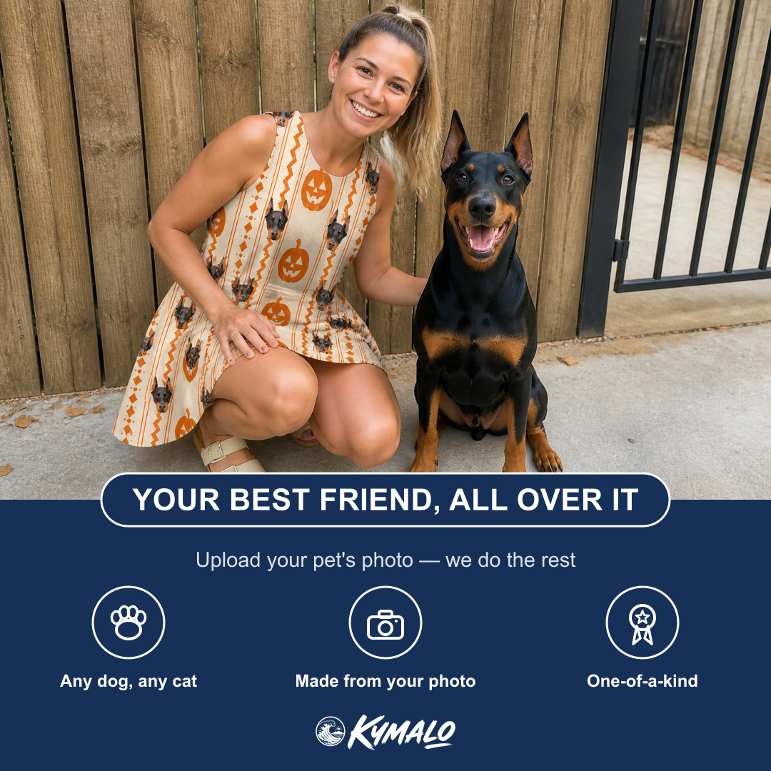 Friends in matching Women's Spooky Squash Custom Dog Face Tank Dress — a group gift photo