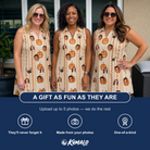 Friends in matching Women's Spooky Squash Custom Face V-Neck Dress — a group gift photo