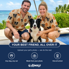 Friends in matching Men's Spooky Squash Custom Dog Face Hawaiian Shirt — a group gift photo