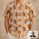 Man wearing Men's Spooky Squash Custom Face Hawaiian Shirt — custom faces printed all-over