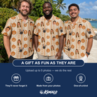 Friends in matching Men's Spooky Squash Custom Face Hawaiian Shirt — a group gift photo