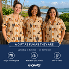Friends in matching Women's Spooky Squash Custom Face Hawaiian Shirt — a group gift photo