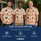 Friends in matching Men's Spooky Squash Custom Face Polo Shirt — a group gift photo