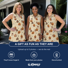 Friends in matching Women's Gourd Grins Custom Face V-Neck Dress — a group gift photo