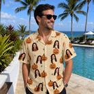 Real-life photo of someone wearing Men's Gourd Grins Custom Face Hawaiian Shirt — custom faces printed all-over