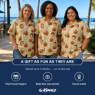 Friends in matching Women's Gourd Grins Custom Face Hawaiian Shirt — a group gift photo