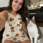 Selfie with the pet whose face is printed all over this Women's Lantern Laughs Custom Cat Face Tank Dress