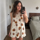 Real-life photo of someone wearing Women's Lantern Laughs Custom Face Tank Dress — custom faces printed all-over
