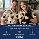 Friends in matching Men's Lantern Laughs Custom Cat Face Hawaiian Shirt — a group gift photo