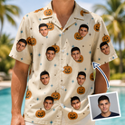 Man wearing Men's Lantern Laughs Custom Face Hawaiian Shirt — custom faces printed all-over