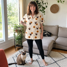 Full-length photo with the pet printed all over this Women's Lantern Laughs Custom Cat Face Hawaiian Shirt