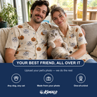 Friends in matching Women's Lantern Laughs Custom Cat Face Hawaiian Shirt — a group gift photo